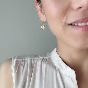 Gold Plated Filigree Black Zircon Earrings